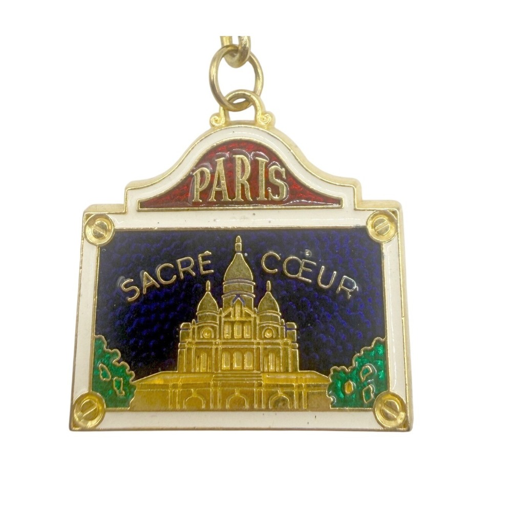 Vintage Paris Sacré-Cœur Enamel Keychain SAP Polyne Made in France